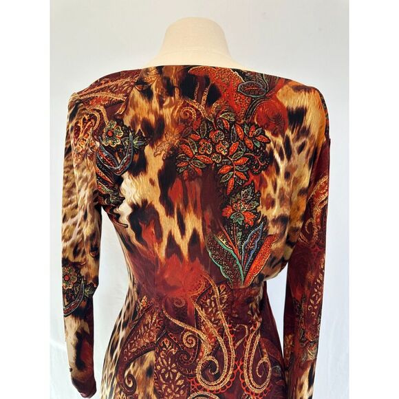 Vintage Cache Knee Length Animal Print Knee Length Dress Size Large - Picture 7 of 8